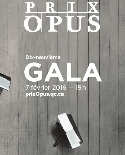 Affiche du 19e gala des prix Opus. 7 fvrier 2016. prixopus.qc.ca.